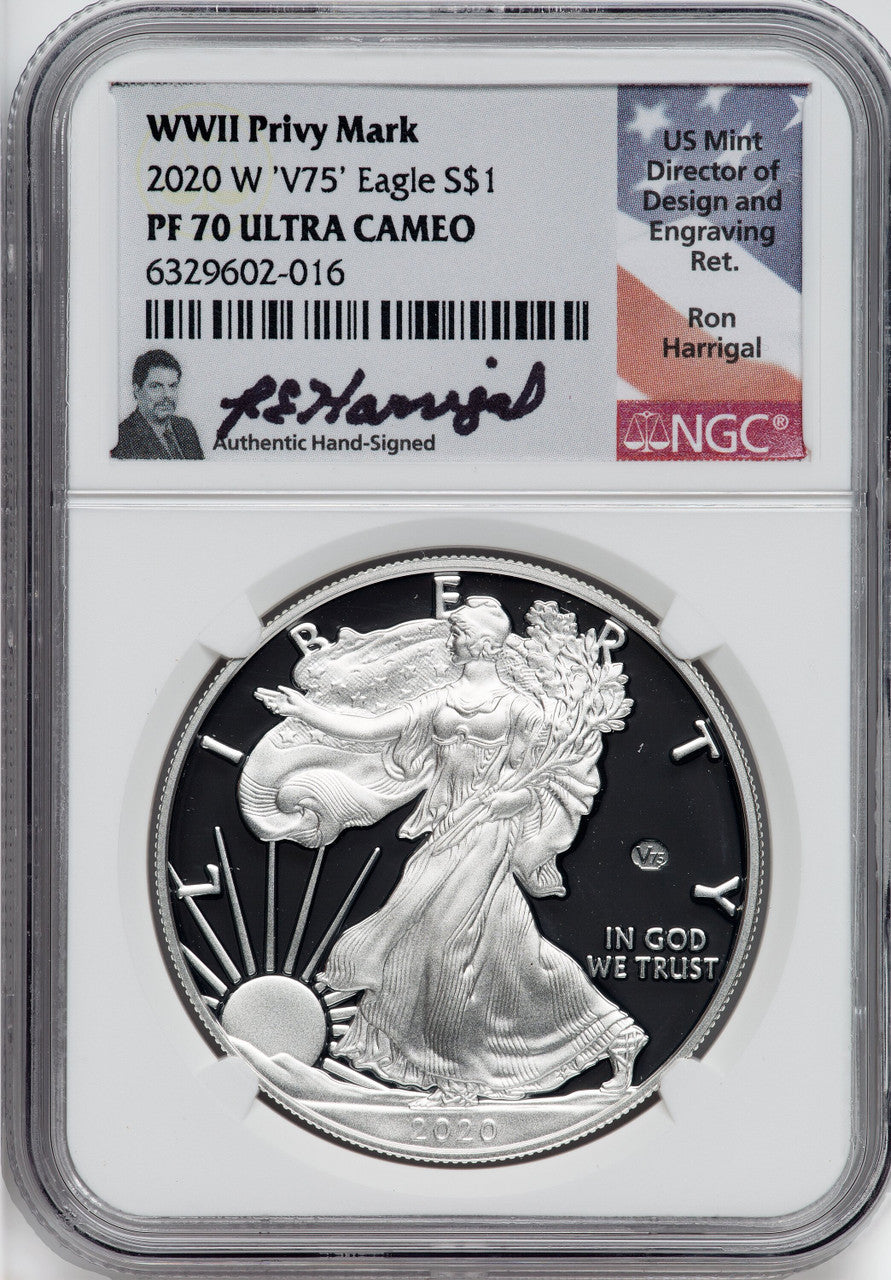 i@フォロー割あり Grayscale(グレイスケール) エッジバングル 2020-W Silver Eagle v75 WWII NGC PF70UCAM Ron Harrigal | LCR Coin