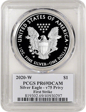 2020-W $1 American Silver Eagle v75 Privy WWII PCGS FS PR69DCAM
