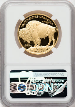 2021-W $50 Gold Buffalo .9999 NGC PF70 UCAM Ron Harrigal Signed