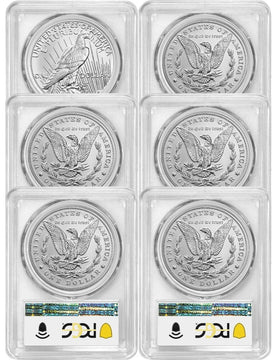 2021 Morgan Peace Dollar Advanced Release PCGS MS70 6-pc Complete Set 100th Anniversary
