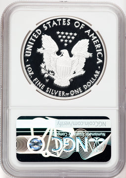 2021-W T1 Silver Eagle First Day of Issue NGC PF70 Ultra Cameo Ron Harrigal Signed