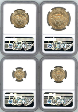 2022 Gold Eagle 4-Coin Set First Day of Issue NGC MS70 Harrigal Signed