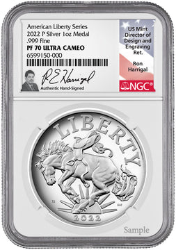 2022-P Proof American Liberty Silver Medal NGC PF70 Ultra Cameo Harrigal