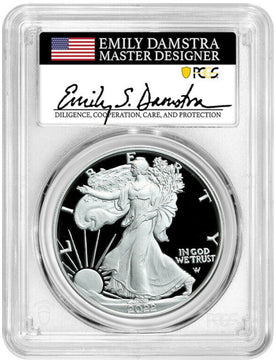 2022-W Silver Eagle Advanced Releases PCGS PR70 Emily Damstra Signed