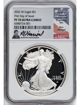 2022 W American Silver Eagle FDOI NGC PF70 UCAM Ron Harrigal
