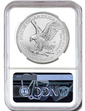 2022 W Burnished Silver Eagle Advanced Release NGC MS70 Gaudioso Signed