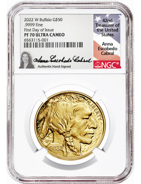2022-W $50 Gold Buffalo FDI NGC PF70 Anna Cabral Signed