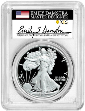 2022-W Silver Eagle First Strike PCGS PR70 Emily Damstra Signed