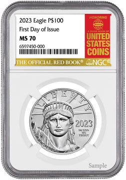 2023 $100 One-Ounce Platinum Liberty Eagle FDI Red Book Label NGC MS70