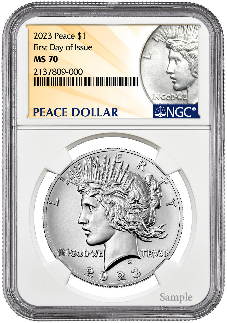 アメリカピースドル純銀復刻銀貨2023MS70初期公式頒布NGC鑑定済 2023 Peace Silver Dollar First Day of Issue MS70 | LCR Coin