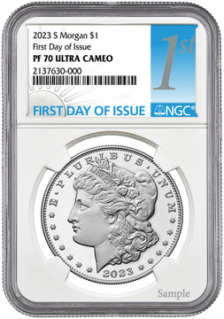 2023-S Morgan Peace Dollar 2-Coin Set FDI NGC PF70 1st label