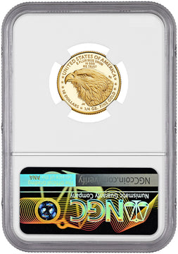 2023-W $10 Quarter Ounce Gold Eagle FDI NGC PF70 Ultra Cameo Ron Harrigal Signed