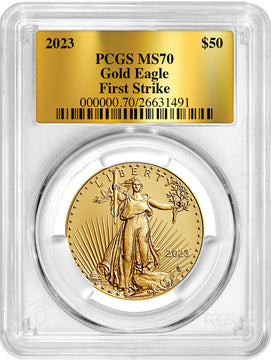 2023 $50 Gold Eagle First Strike Gold Foil Label PCGS MS70