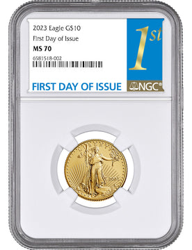 2023 $10 Quarter Ounce Gold Eagle First Day of Issue NGC MS70