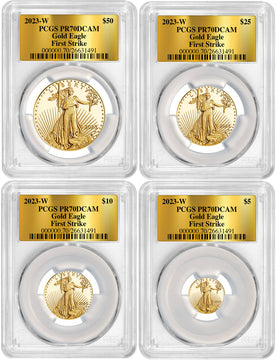2023-W Gold Eagle 4-Coin Set First Strike Foil PCGS PR70 Deep Cameo