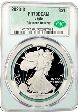 2023-S Silver Eagle Advanced Delivery CAC PR70DCAM