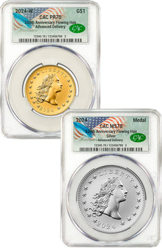 2024-W 230th Anniversary Flowing Hair 2-Coin Set Advanced Delivery CAC PR70 Founders Label