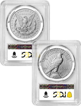 2024 Morgan and Peace Silver Dollar 2pc Set AR PCGS MS70