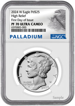 2024-W $25 Palladium High Relief FDI NGC PF70 Ultra Cameo