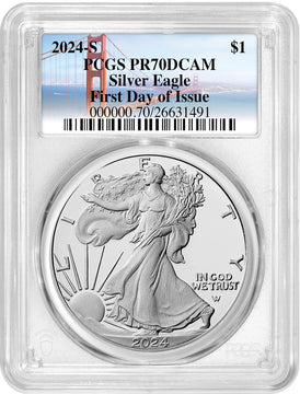 2024-S Proof Silver Eagle First Day of Issue Bridge PCGS PR70