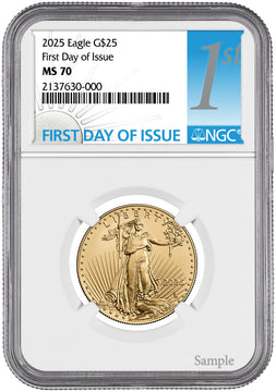 2025 1/2 oz Gold Eagle First Day of Issue NGC MS70