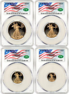 2025-W Proof Gold Eagle 4-Coin Set AD CAC PR70DCAM