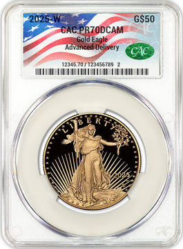 2025-W $50 Gold Eagle AD CAC PR70 Deep Cameo