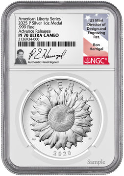 2025-P American Liberty Series Silver Medal AR NGC PF70 Harrigal