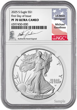 2025-S Silver Eagle First Day of Issue NGC PF70UCAM Gaudioso Signed