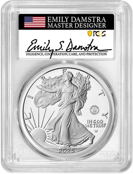 2025-S Silver Eagle 250th Anniversary U.S. Navy Privy AR PCGS PR70 Damstra