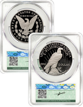 2025-S Morgan and Peace Silver Dollar 2pc Set FDD CAC PR70 Founders