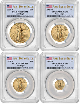 2025-W Proof Gold Eagle 4-Coin Set FDI PCGS PR70 Deep Cameo
