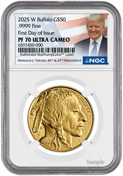 2025-W $50 Proof Gold Buffalo FDI NGC PF70 Trump Label