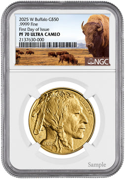 2025-W $50 Proof Gold Buffalo FDI Buffalo Label NGC PF70