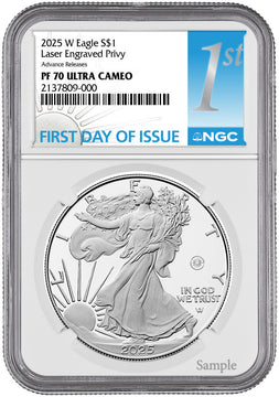 2025-W Silver Eagle Laser Engraved Privy AR NGC PF70