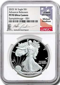 2025 W Silver Eagle Advanced Release NGC PF70 Gaudioso Signed