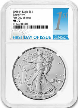 2025(P) Silver Eagle First Day of Issue Eagle Privy NGC MS70