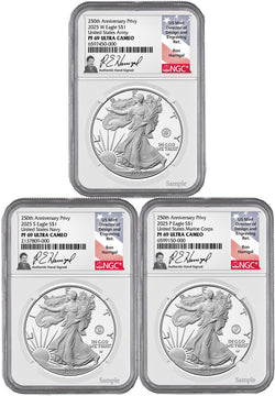 2025 250th Anniversary Armed Forces Privy Silver Eagle 3-Coin Set NGC PF69 Harrigal