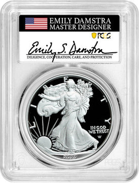 2025-W Silver Eagle First Day of Issue PCGS PR70 Damstra Signed