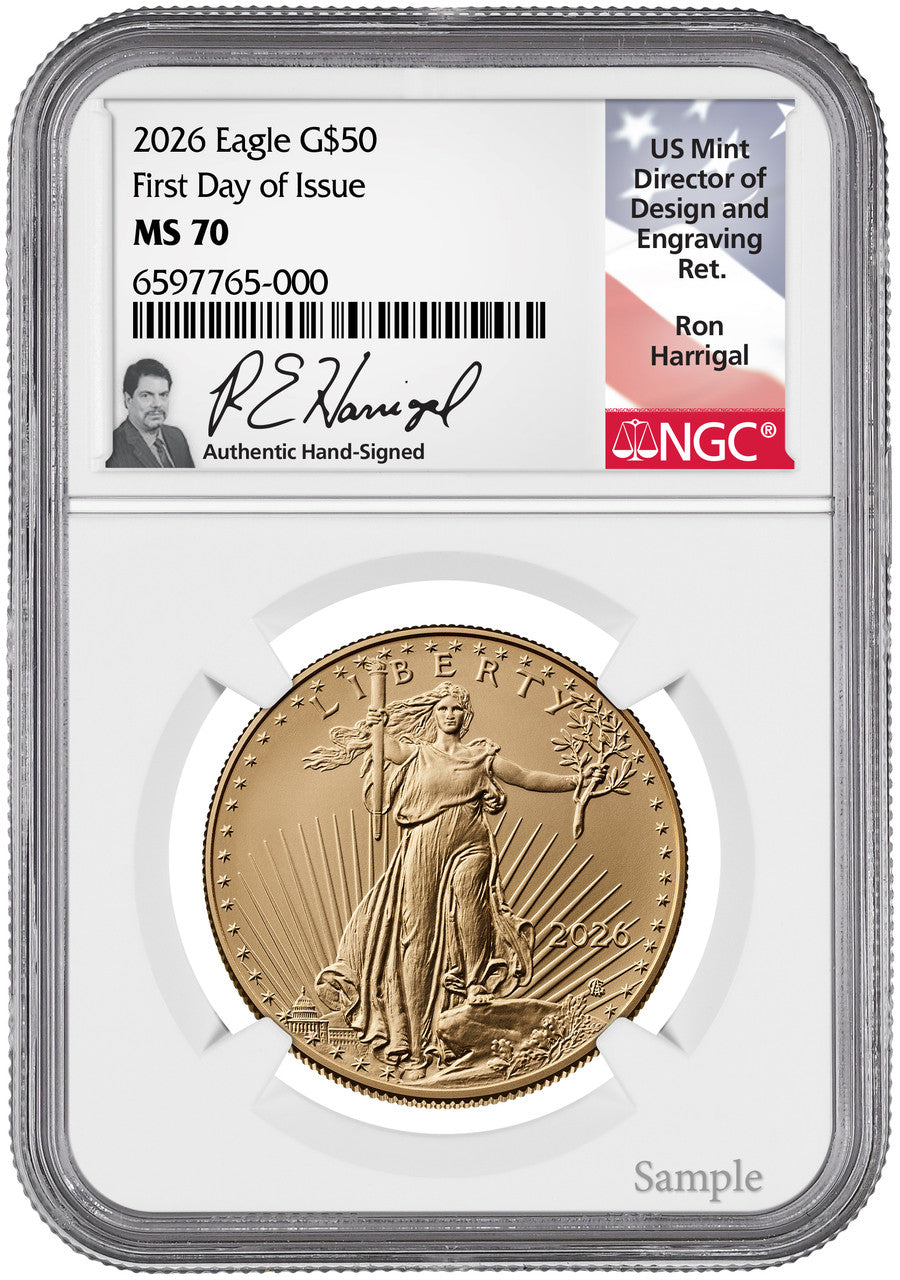 2026 1 oz American Gold Eagle NGC MS70 Harrigal | LCR Coin
