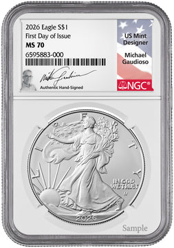 2026 American Silver Eagle First Day of Issue NGC MS70 Gaudioso