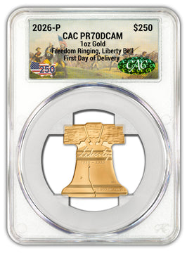 2026-P Freedom Ringing Liberty Bell 1 oz Gold Coin CAC PR70 Battlefield