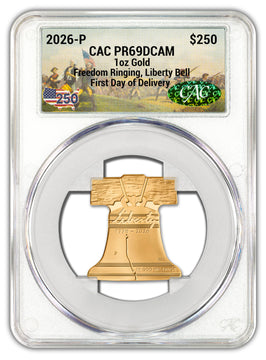2026-P Freedom Ringing Liberty Bell 1 oz Gold Coin CAC PR69 Battlefield