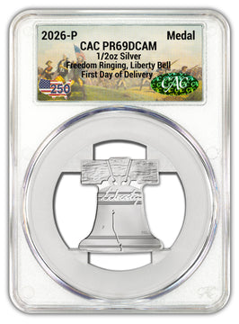 2026-P Freedom Ringing Liberty Bell Silver Medal FDD CAC PR69 Battlefield 2026-P Freedom Ringing Liberty Bell Silver Medal FDD CAC PR69 Battlefield