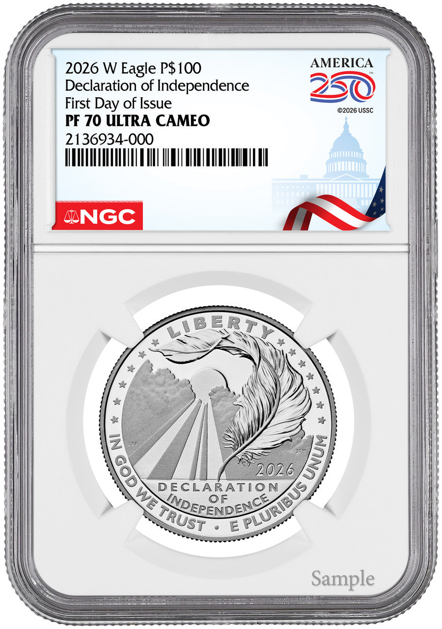 2026-W $100 Platinum Eagle Declaration of Independence 250 FDI NGC