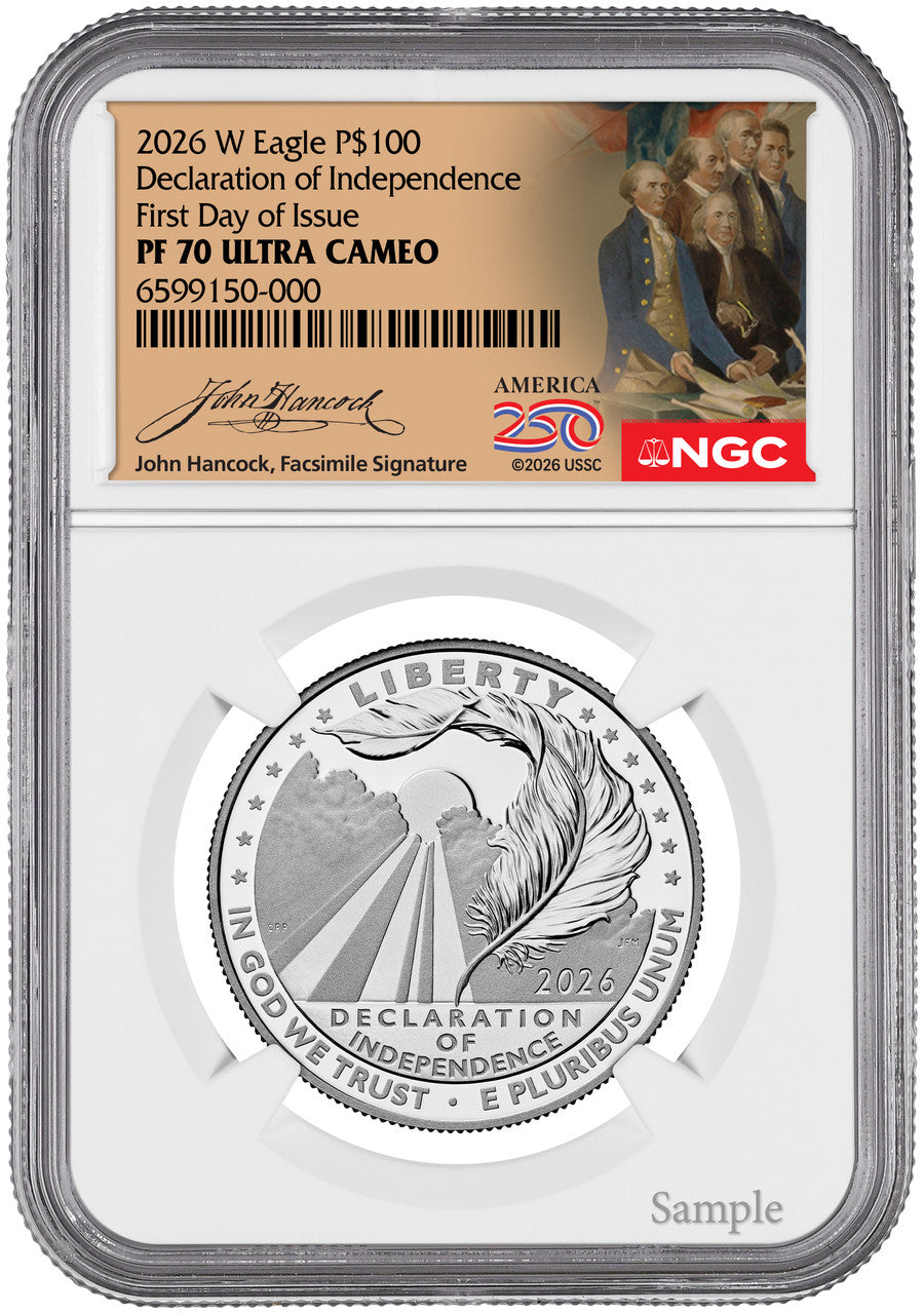 2026-W $100 Platinum Eagle Declaration of Independence FDI NGC