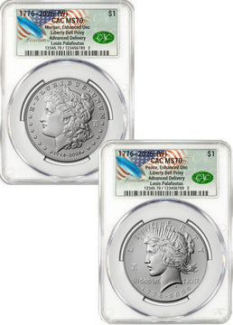 2026-W Morgan and Peace Dollar Enhanced 2-Coin Set CAC MS70 AD Founders Label 2026-W Morgan and Peace Dollar Enhanced 2-Coin Set CAC MS70 AD Founders Label