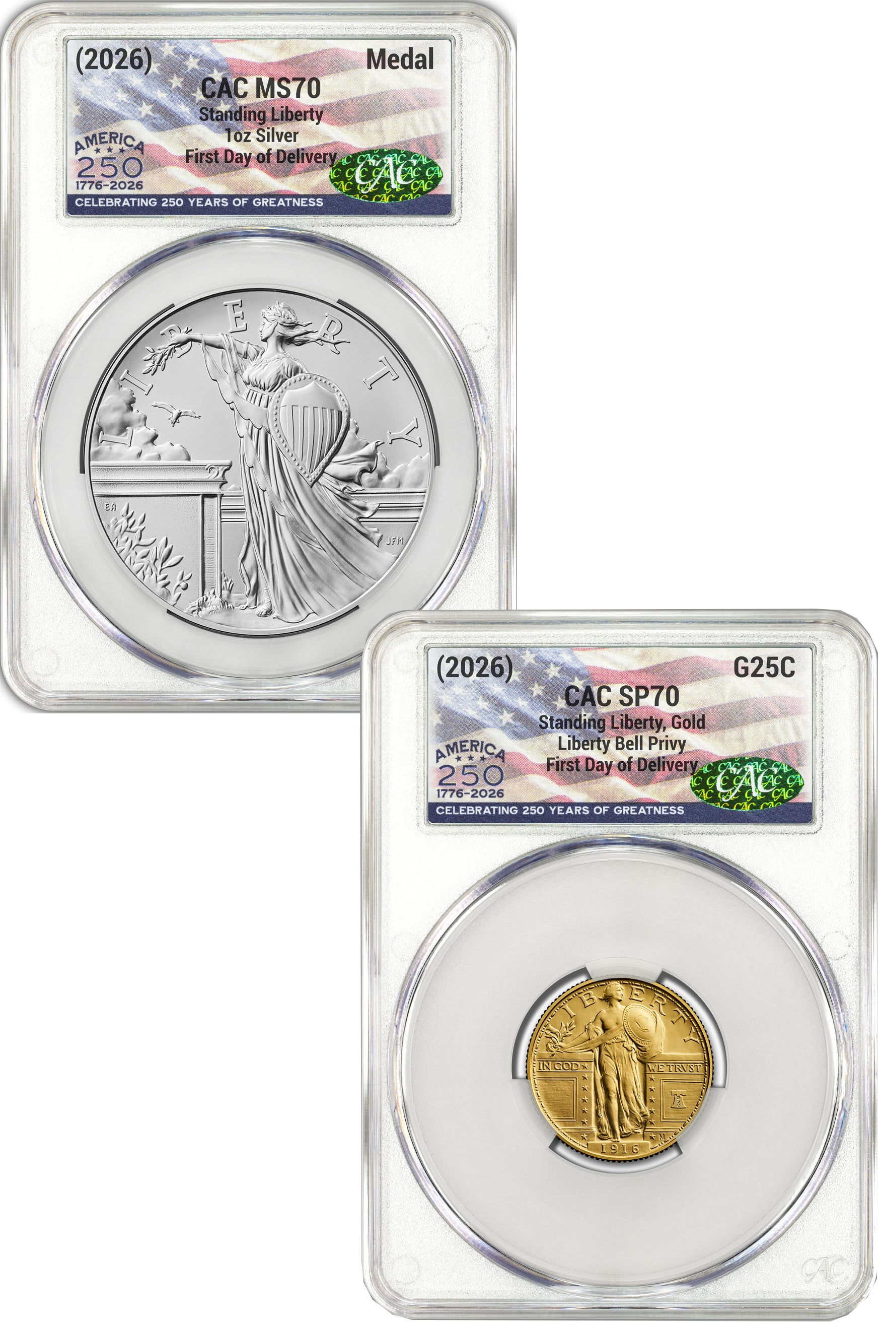雲南省 記念メダル PR70 Ni-Plated Cu 2026 Best of the Mint 1916 Gold Standing Liberty Quarter & Silver