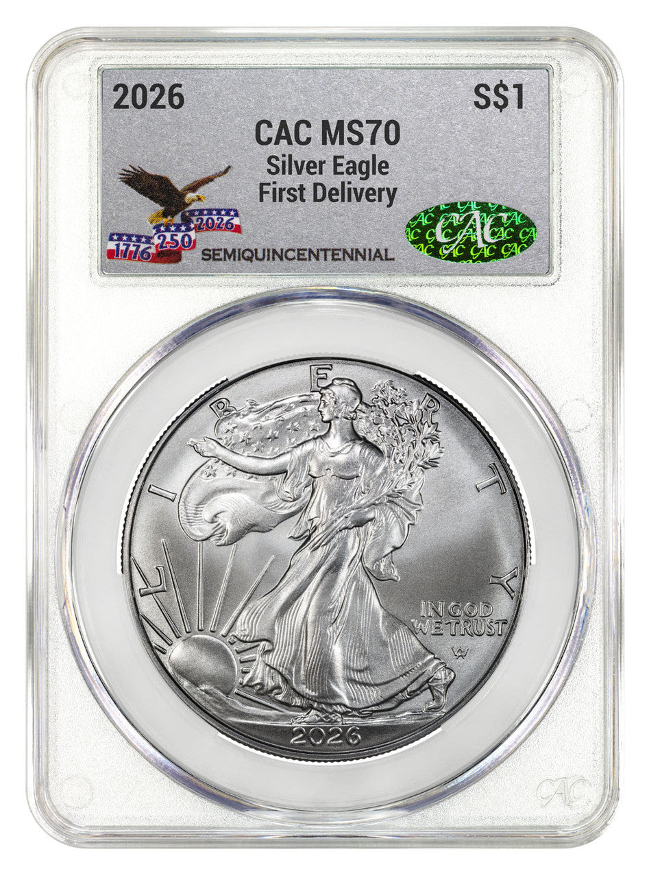 2026 American Silver Eagle 250th Anni FDD CAC MS70 | LCR Coin