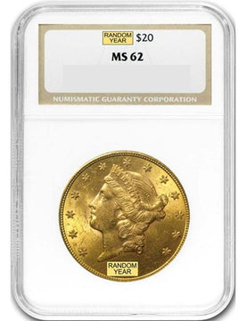 Random Date 1850-1907 Liberty $20 Gold Double Eagle NGC MS62